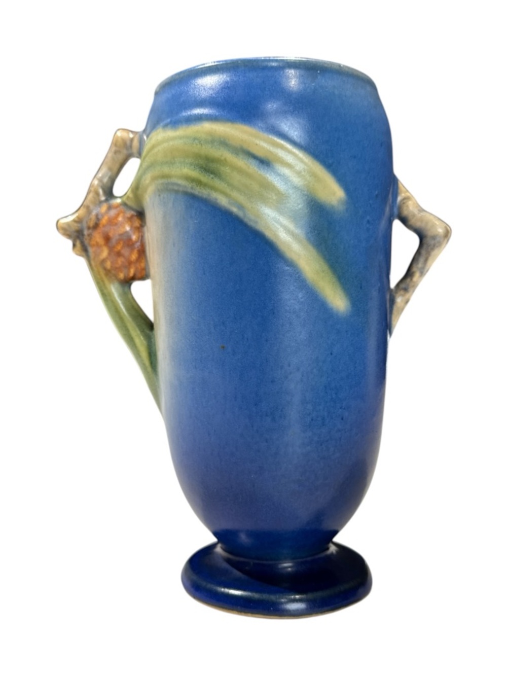 Signed Roseville Pinecone Blue 6" Ceramic Pottery Vase #748-6